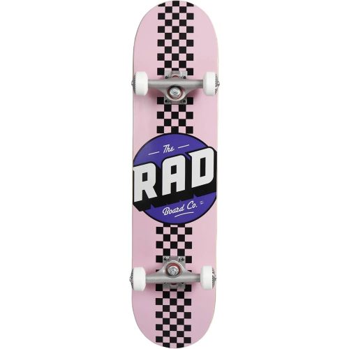 RAD Checker Stripe 7.75" Skateboard - Pink Black